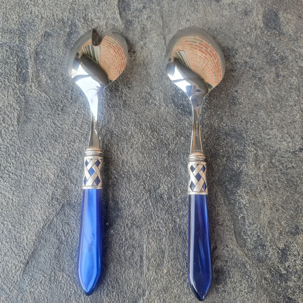 Bugatti Aladdin Antique Blue Stainless Steel Salad Server Set